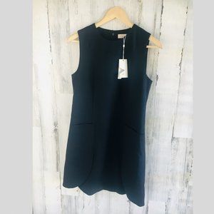 Tory Burch Wool Blend Navy Blue Shift Dress Pocket
